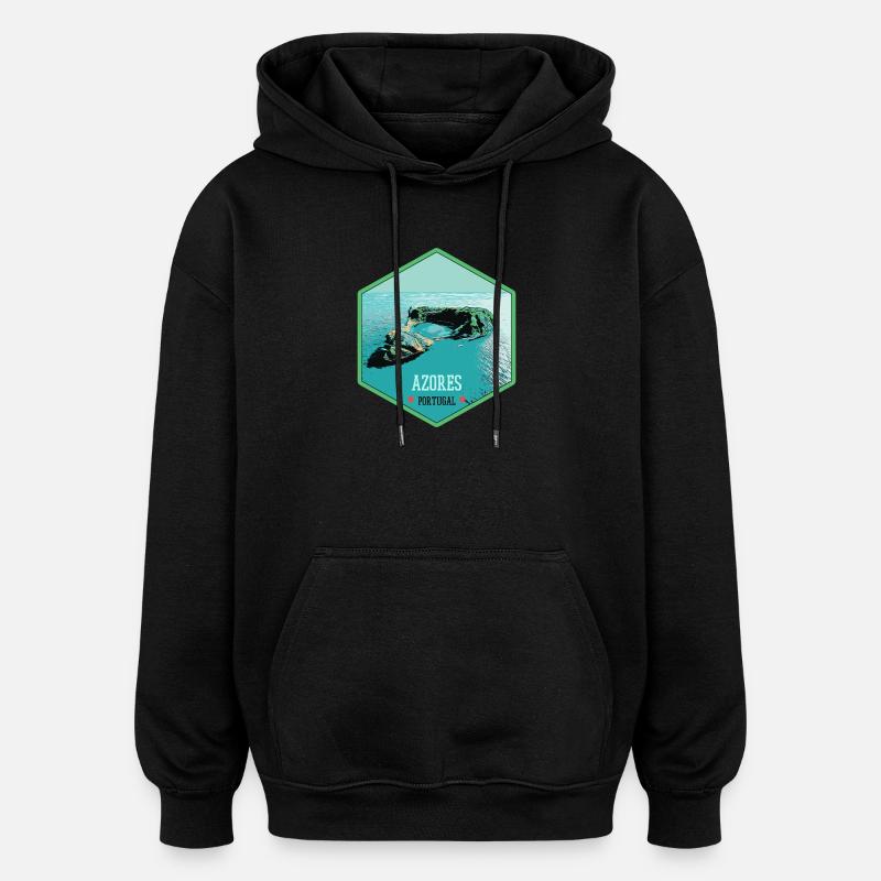 Illustration Vulkaninseln, Azoren - Oversized Unisex Hoodie - Schwarz