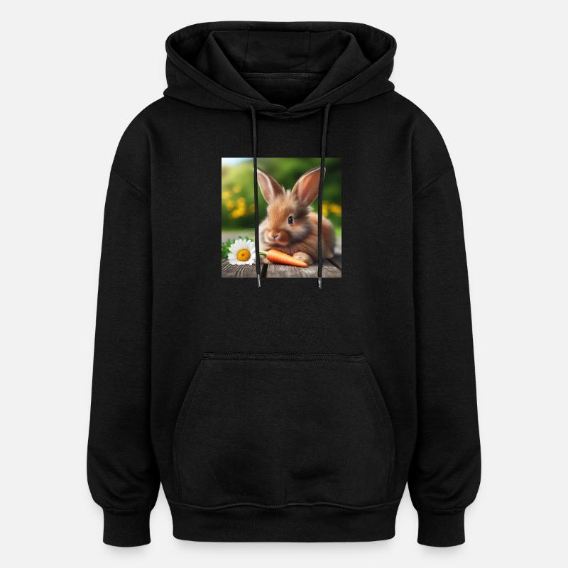 Adorable lapin - Sweat à capuche oversize unisexe - noir