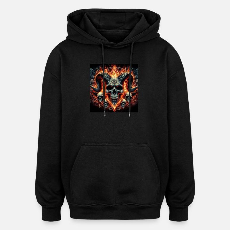 Crâne de chèvre mâle - Sweat à capuche oversize unisexe - noir