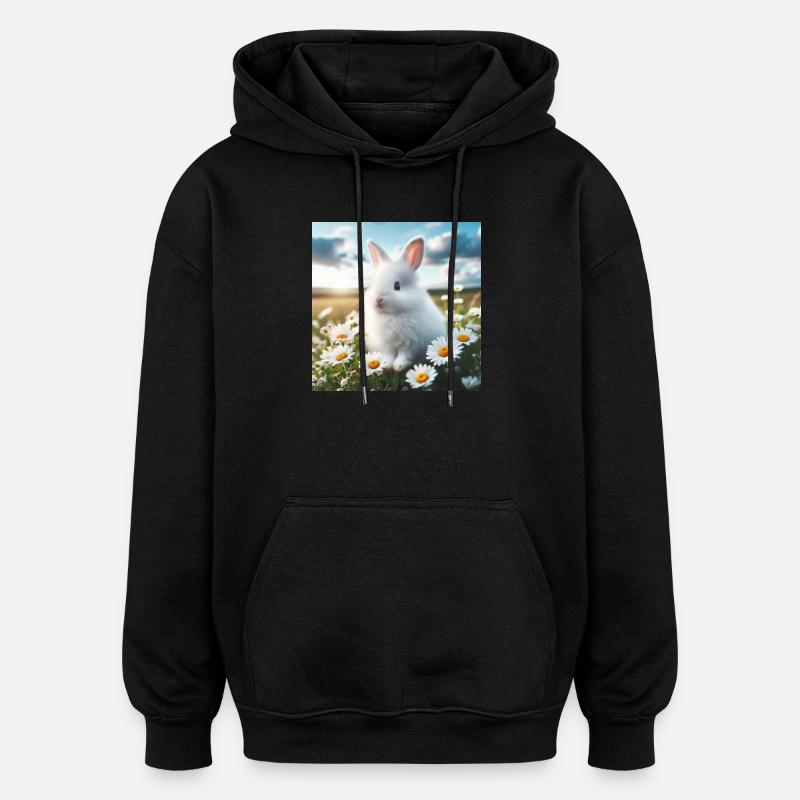 Adorable lapin blanc - Sweat à capuche oversize unisexe - noir