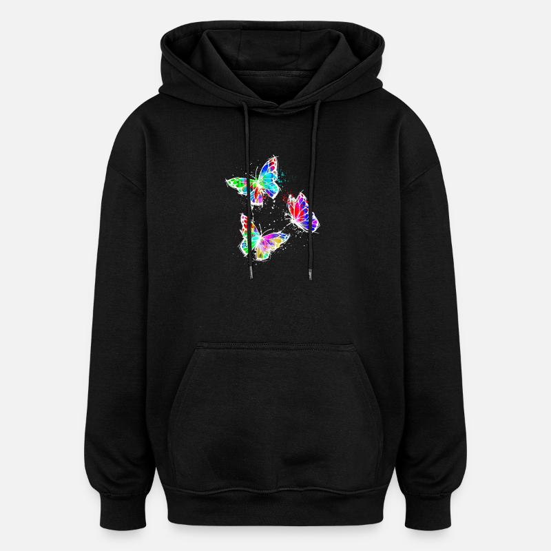 Art, Street Art, Graffiti, Papillon - Sweat à capuche oversize unisexe - noir