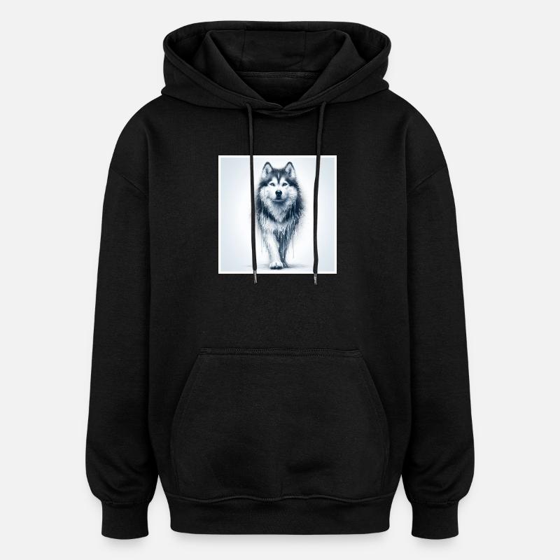 Schlittenhund - Oversized Unisex Hoodie - Schwarz