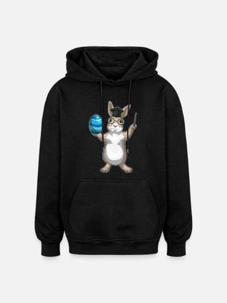 Bunny Easter Teacher - Oversized Unisex Hoodie - black