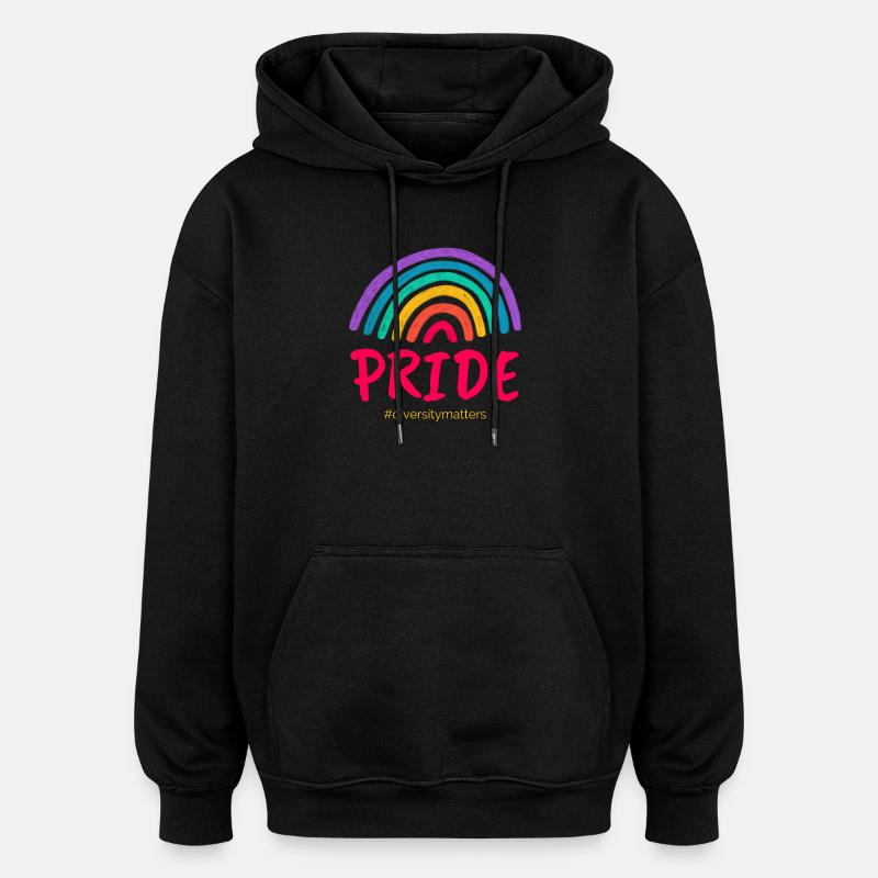 Pride pink #diversitymatters - Oversized Unisex Hoodie - black