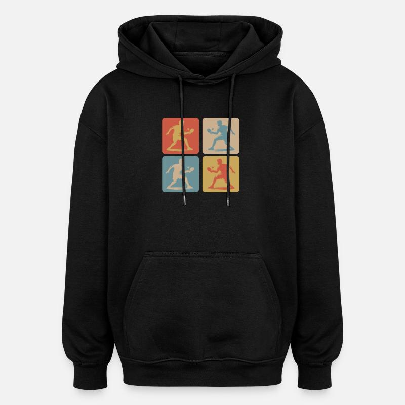 Design de tennis de table - Sweat à capuche oversize unisexe - noir