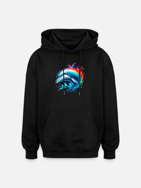 Dolphin - Oversized Unisex Hoodie - black