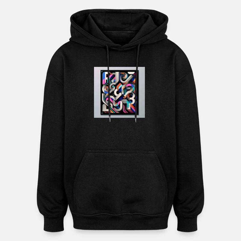 Experimentelle Typografie - Oversized Unisex Hoodie - Schwarz