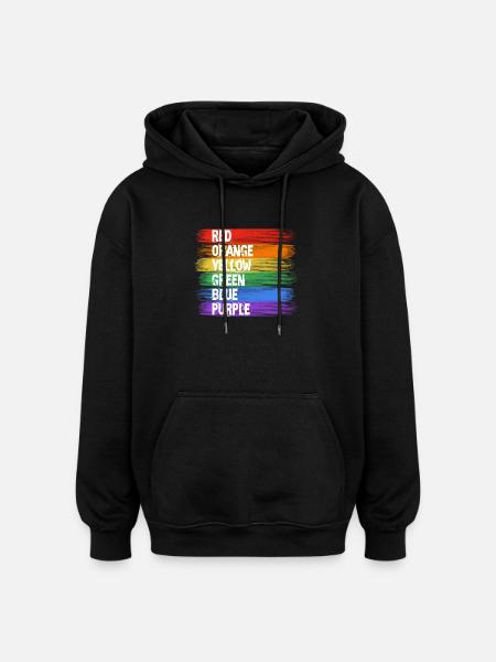 Regenbogenfarben Streifenkunst - Oversized Unisex Hoodie - Schwarz