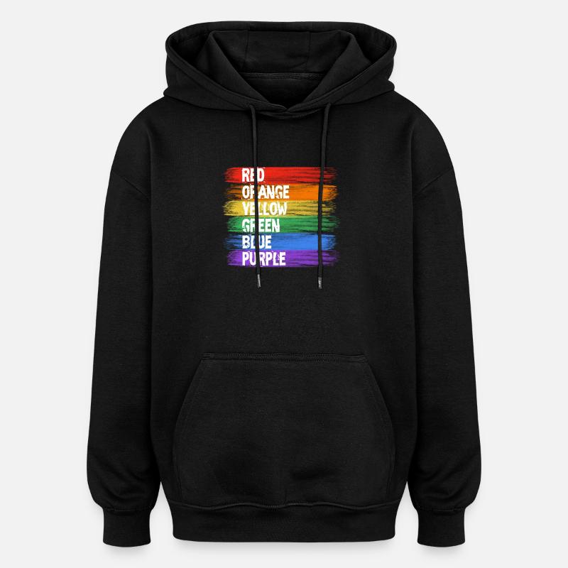 Regenbogenfarben Streifenkunst - Oversized Unisex Hoodie - Schwarz