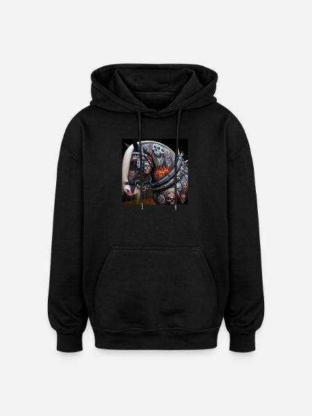 Cheval lourd tatoué - Sweat à capuche oversize unisexe - noir
