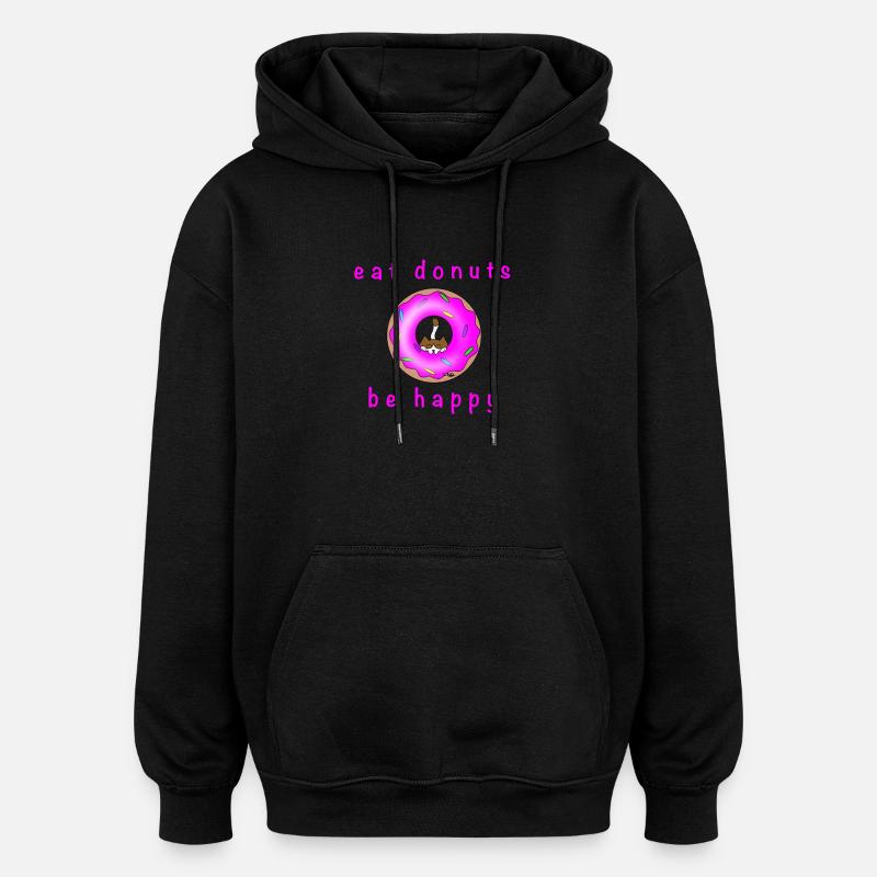 Chat avec Donat - Sweat à capuche oversize unisexe - noir