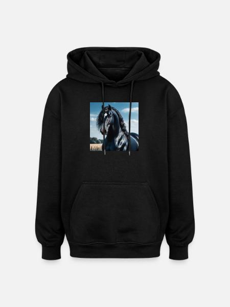 L’élégance du cheval - Sweat à capuche oversize unisexe - noir