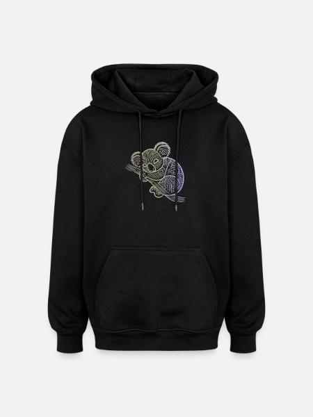 koala in aboriginal patterns, tribal - Oversized Unisex Hoodie - black