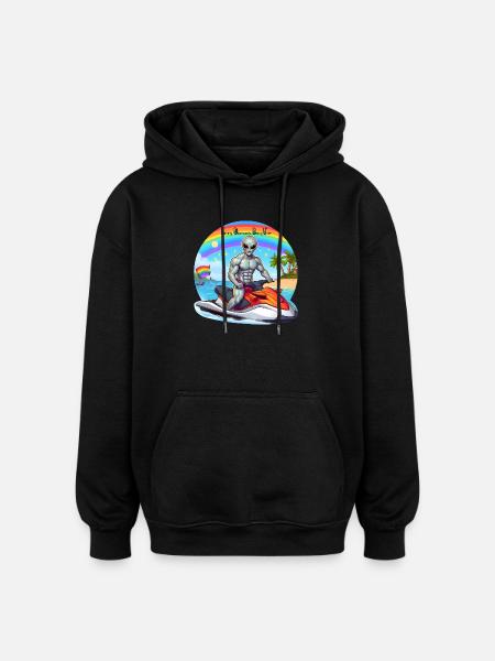 AlienJet Ski am Strand - Oversized Unisex Hoodie - Schwarz
