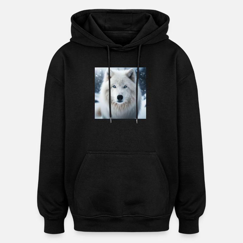 Arktischer Wolf - Oversized Unisex Hoodie - Schwarz