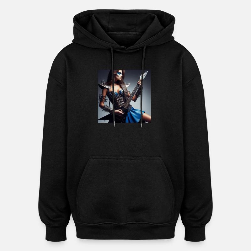 Weibliche Gitarrenheldin - Oversized Unisex Hoodie - Schwarz