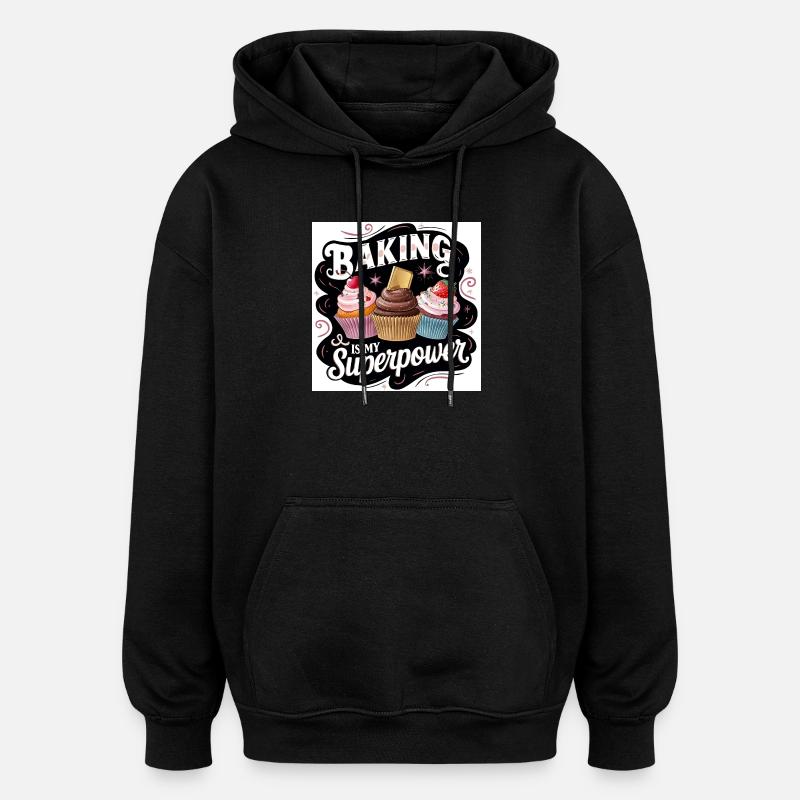 Bäcker-Superpower-Design - Oversized Unisex Hoodie - Schwarz