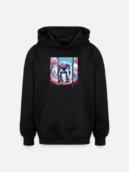 Robot - Oversized Unisex Hoodie - black