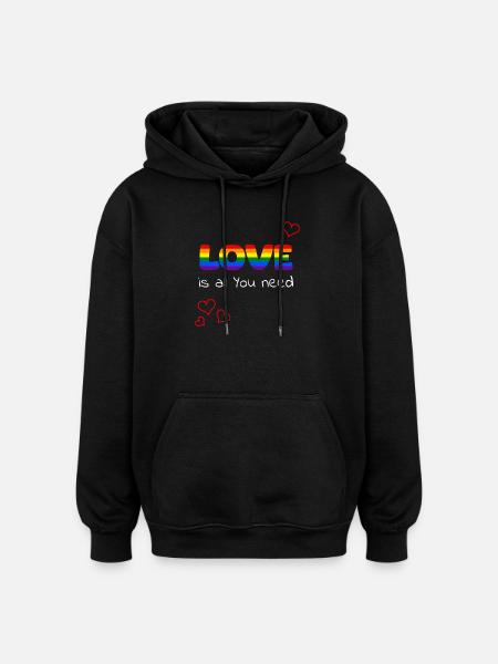 Rainbow love: Love is everything - Oversized Unisex Hoodie - black