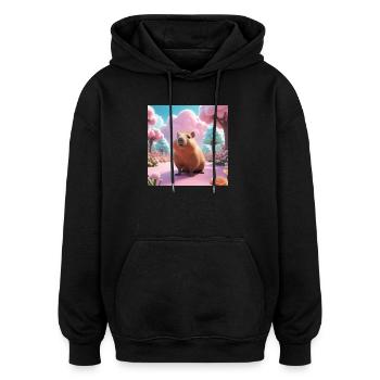 Capybara im Zaubergarten - Oversized Unisex Hoodie - Schwarz - Vorne - Noah (186cm)