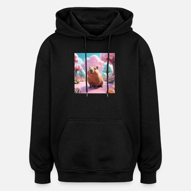 Capybara im Zaubergarten - Oversized Unisex Hoodie - Schwarz