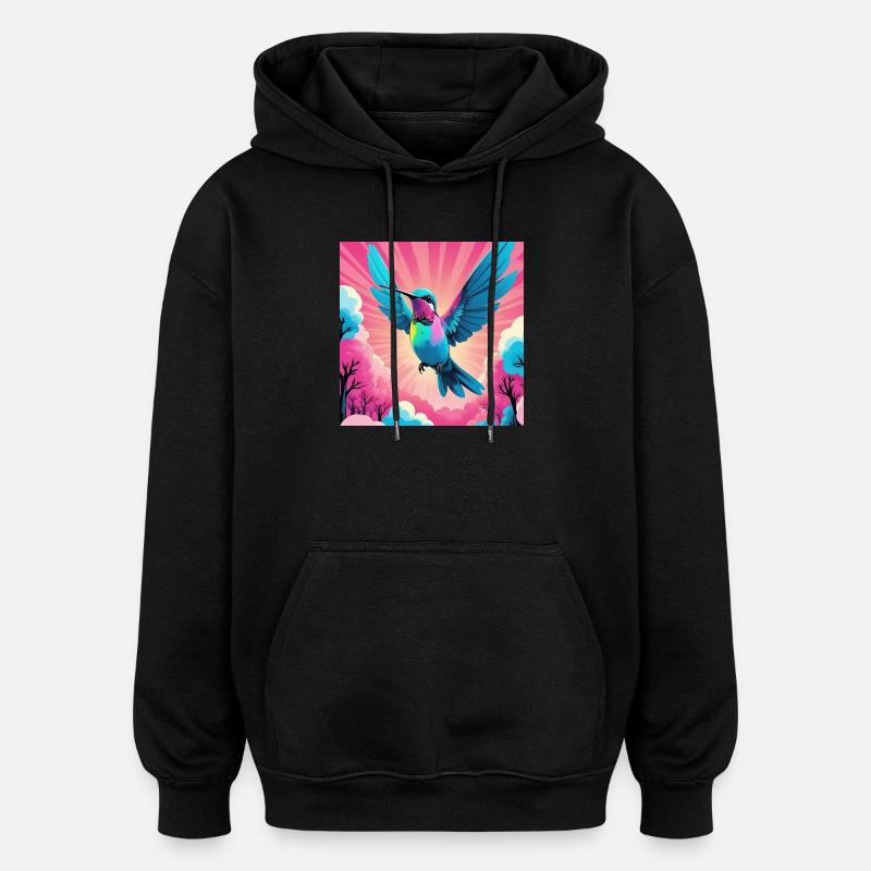 Kolibri - Oversized Unisex Hoodie - Schwarz