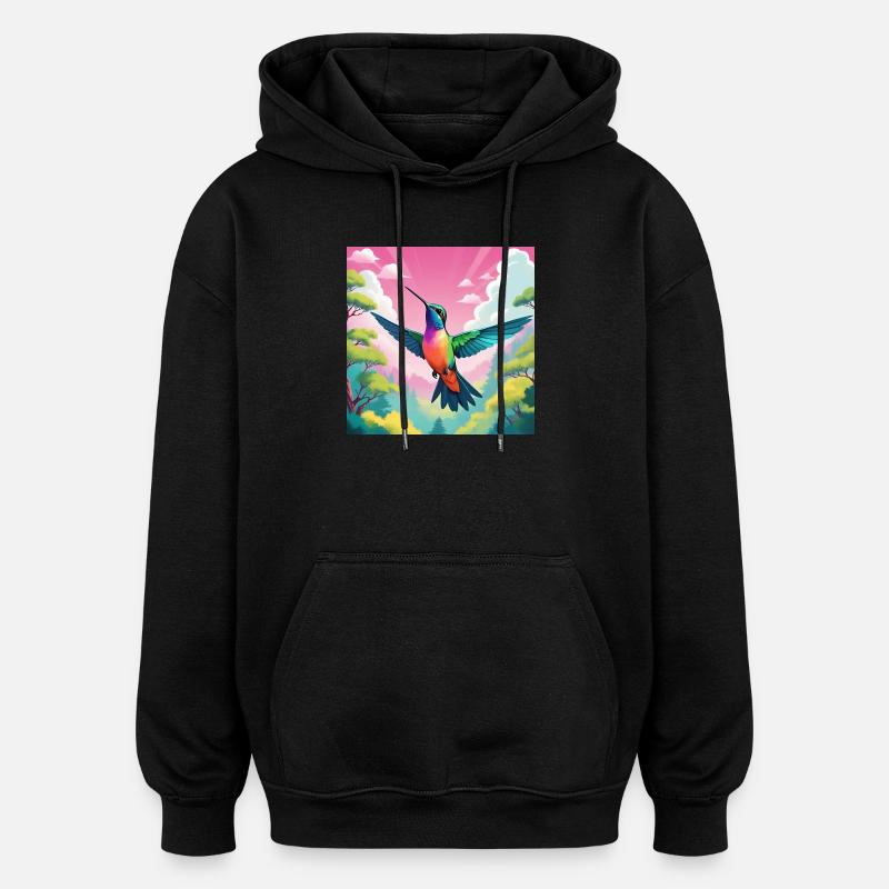 Kolibri - Oversized Unisex Hoodie - Schwarz