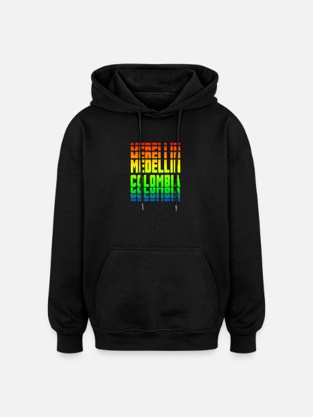 Medellin Columbia rainbow design - Oversized Unisex Hoodie - black