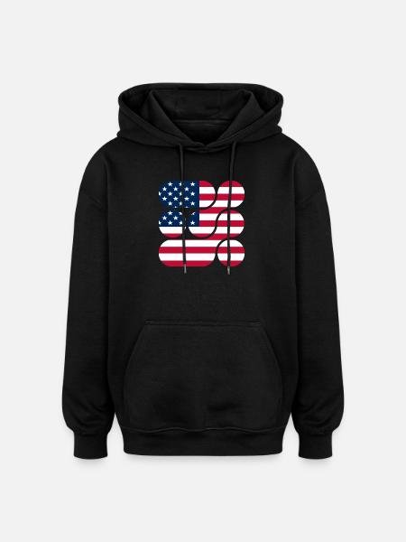 OCHOOO - USA - Oversized Unisex Hoodie - black