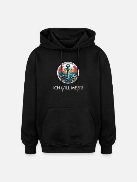 ICH WILL MEER - Oversized Unisex Hoodie - Schwarz