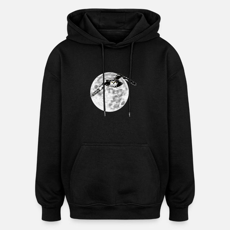 Eule vor Mond - Oversized Unisex Hoodie - Schwarz