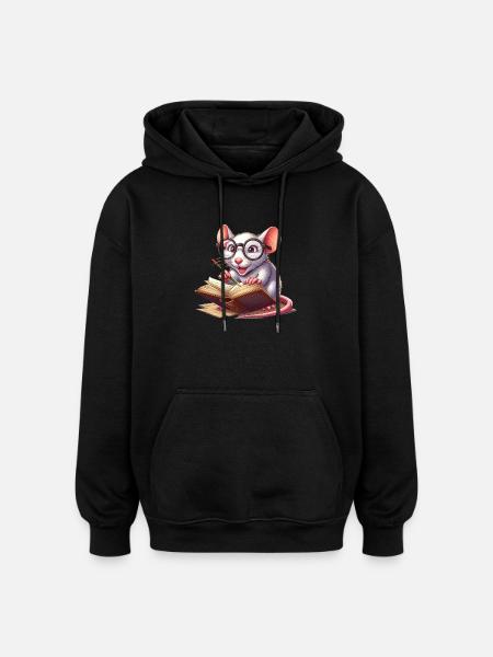 Leseratte mit Brille - Oversized Unisex Hoodie - Schwarz