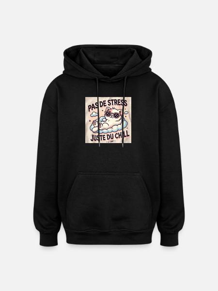 Chat chill - Sweat à capuche oversize unisexe - noir