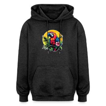 Tropischer Papagei im Sonnenkreis - Oversized Unisex Hoodie - Anthrazit - Vorne - Noah (186cm)