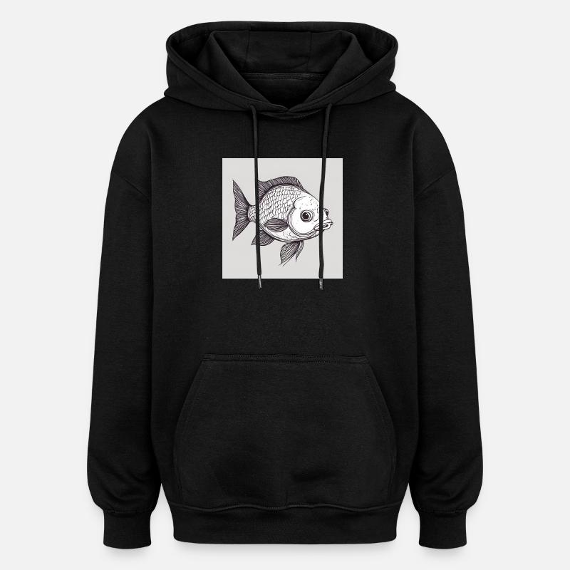 Fisch - Oversized Unisex Hoodie - Schwarz