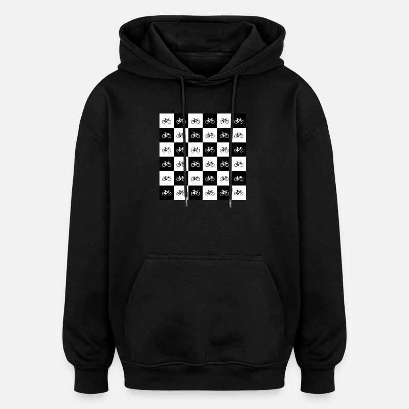 Geometric Bicycle Pattern Design - Oversized Unisex Hoodie - black