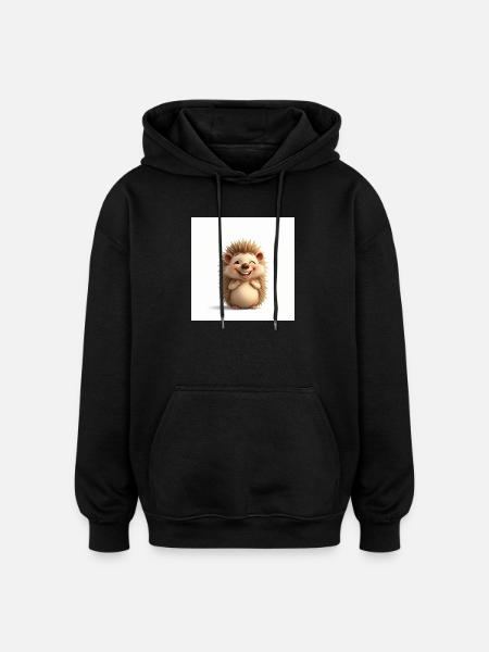 Hérisson câlin trop mignon - Sweat à capuche oversize unisexe - noir