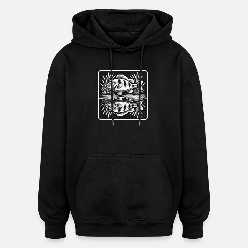 Perch fish angel design - Oversized Unisex Hoodie - black