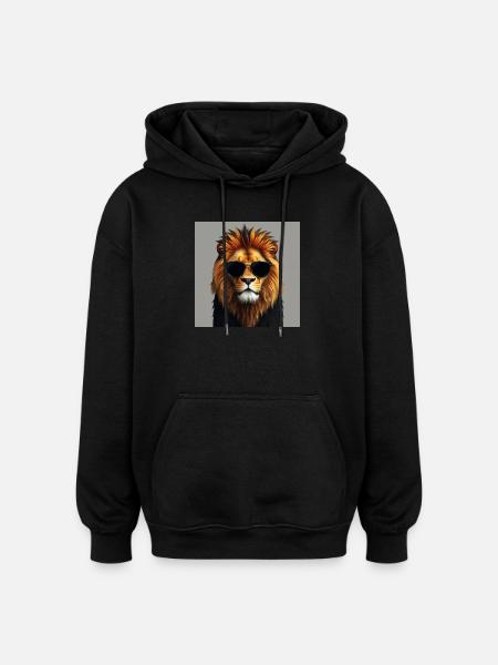 Lion stylé - Sweat à capuche oversize unisexe - noir