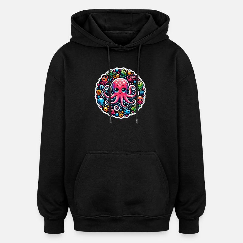 Octopus Octopus Fish - Oversized Unisex Hoodie - black