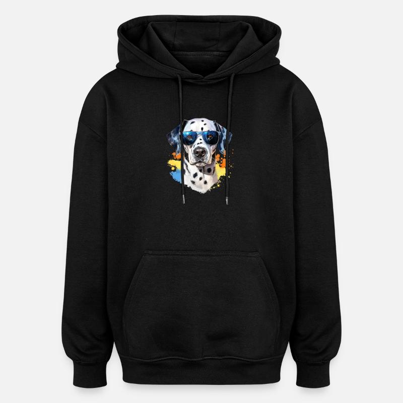 Dalmatiner mit Sonnenbrille - Oversized Unisex Hoodie - Schwarz