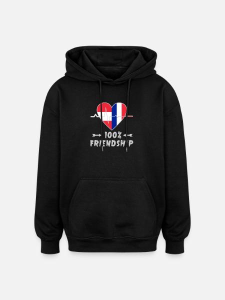 Austria and France 100% friendship - Oversized Unisex Hoodie - black