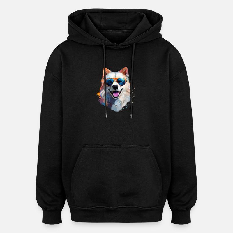 Samojede mit Sonnenbrille - Oversized Unisex Hoodie - Schwarz