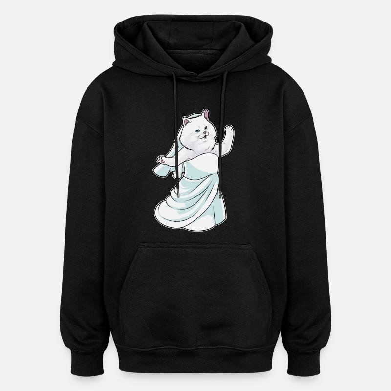 Chat persan robe de mariée - Sweat à capuche oversize unisexe - noir