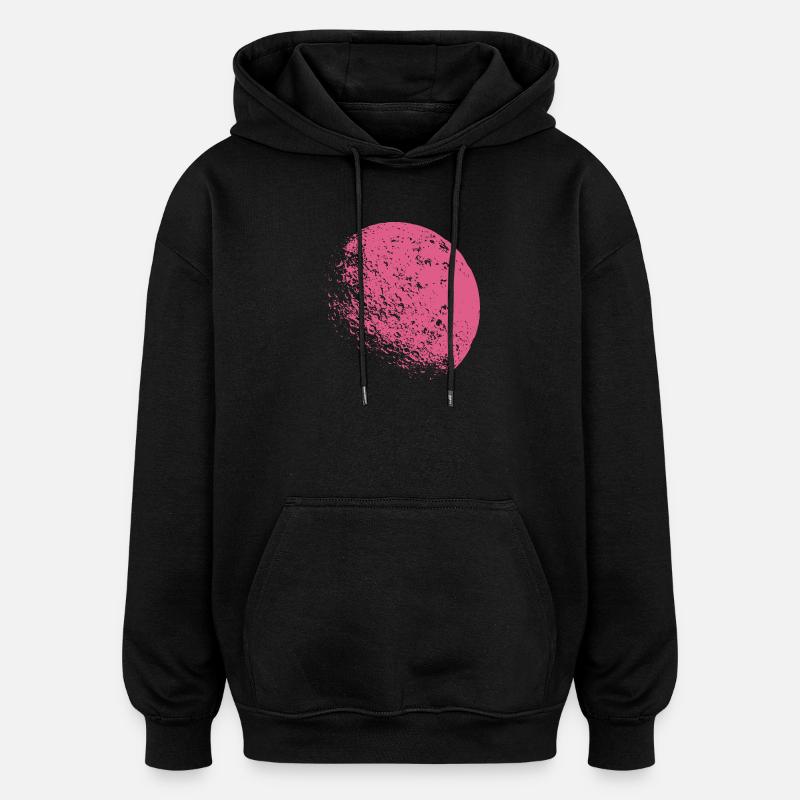 Lune rose - Sweat à capuche oversize unisexe - noir