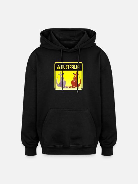 AUSTRALIA MARSUPIALS KANGAROO COUPLES - Oversized Unisex Hoodie - black
