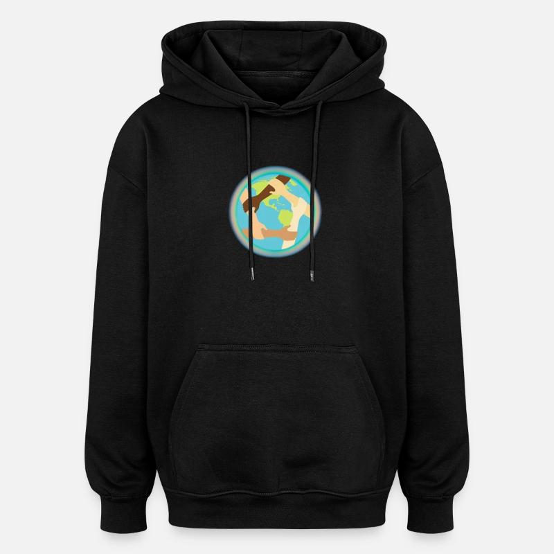 Unité mondiale et entraide - Sweat à capuche oversize unisexe - noir