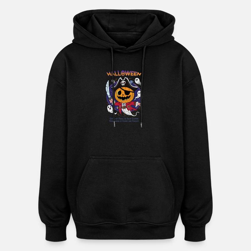 Halloween Capitaine Citrouille | Roi Bonbons - Sweat à capuche oversize unisexe - noir