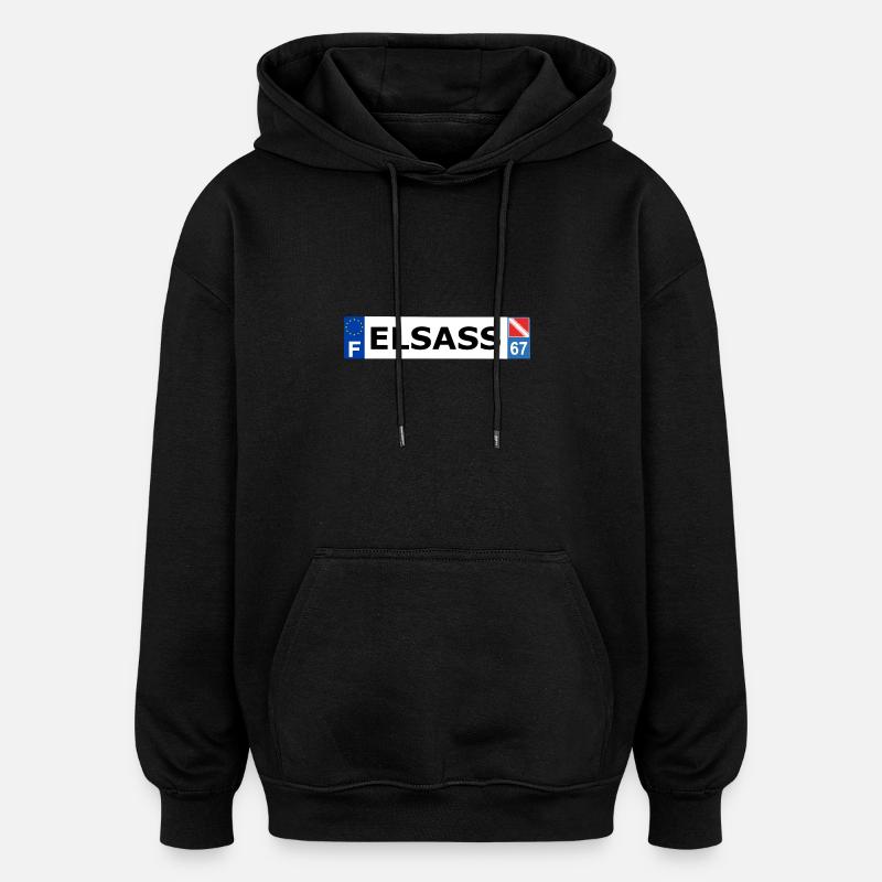 Elsass - Sweat à capuche oversize unisexe - noir
