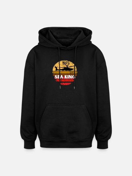 Sea King Sunset Helicopter - Oversized Unisex Hoodie - black